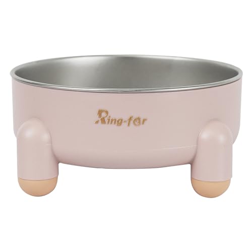 Ring-far Dog Bowl, Stainless Steel Dog Bowl,Dog Cat Food Water Bowl, Tetrapod Nonslip Rubber Bottom Design,201Stainless Steel Material,Prevent Feline Acne in Cats (24OZ, Pink, Ttrapod)