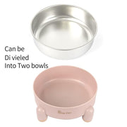 Ring-far Dog Bowl, Stainless Steel Dog Bowl,Dog Cat Food Water Bowl, Tetrapod Nonslip Rubber Bottom Design,201Stainless Steel Material,Prevent Feline Acne in Cats (24OZ, Pink, Ttrapod)